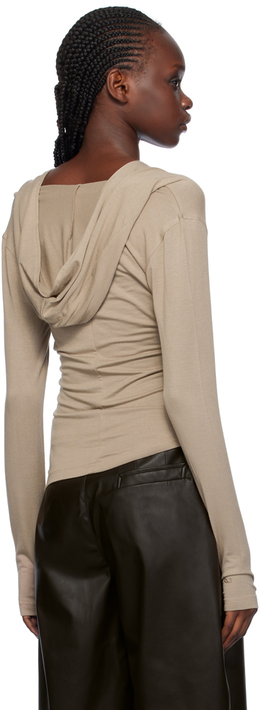 lesugiatelier Beige Draped Hoodie lesugiatelier