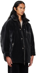 System Black Velvetlike Puffer Down Jacket