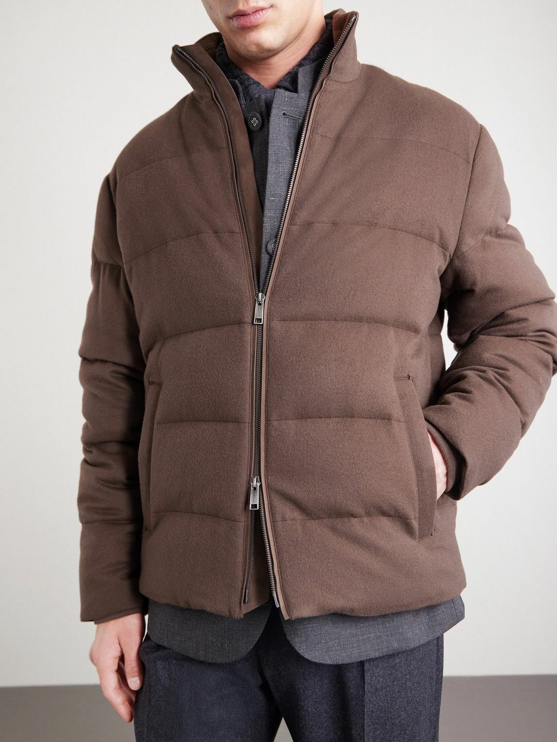 Zegna - Quilted Oasi Cashmere Down Jacket - Brown