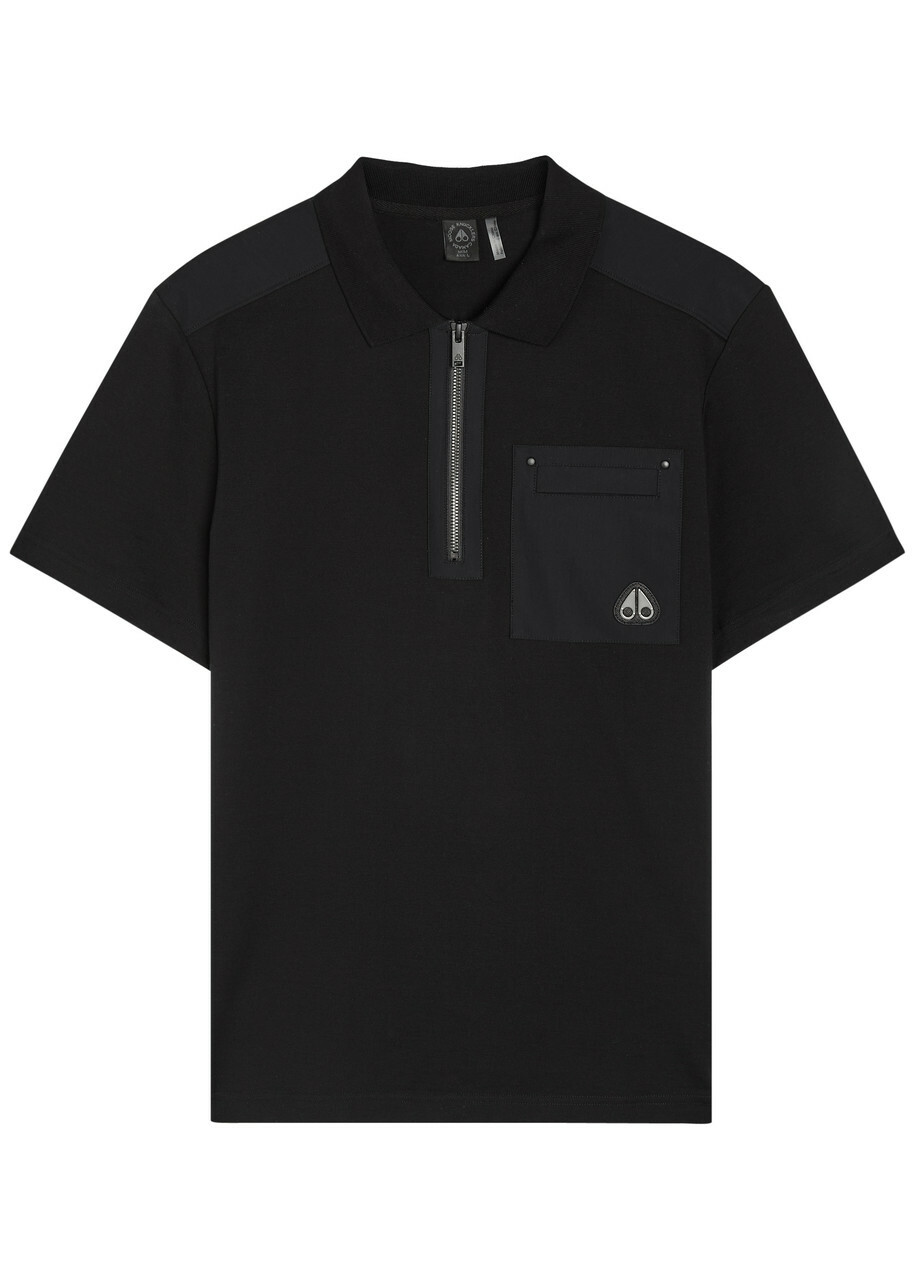 Moose Knuckles Dalon Panelled Piqué Cotton Polo Shirt Black