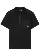 Moose Knuckles Dalon Panelled Piqué Cotton Polo Shirt Black