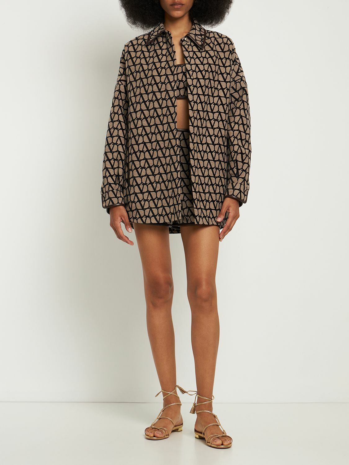 VALENTINO - Logo Jacquard Canvas Shirt Jacket Valentino