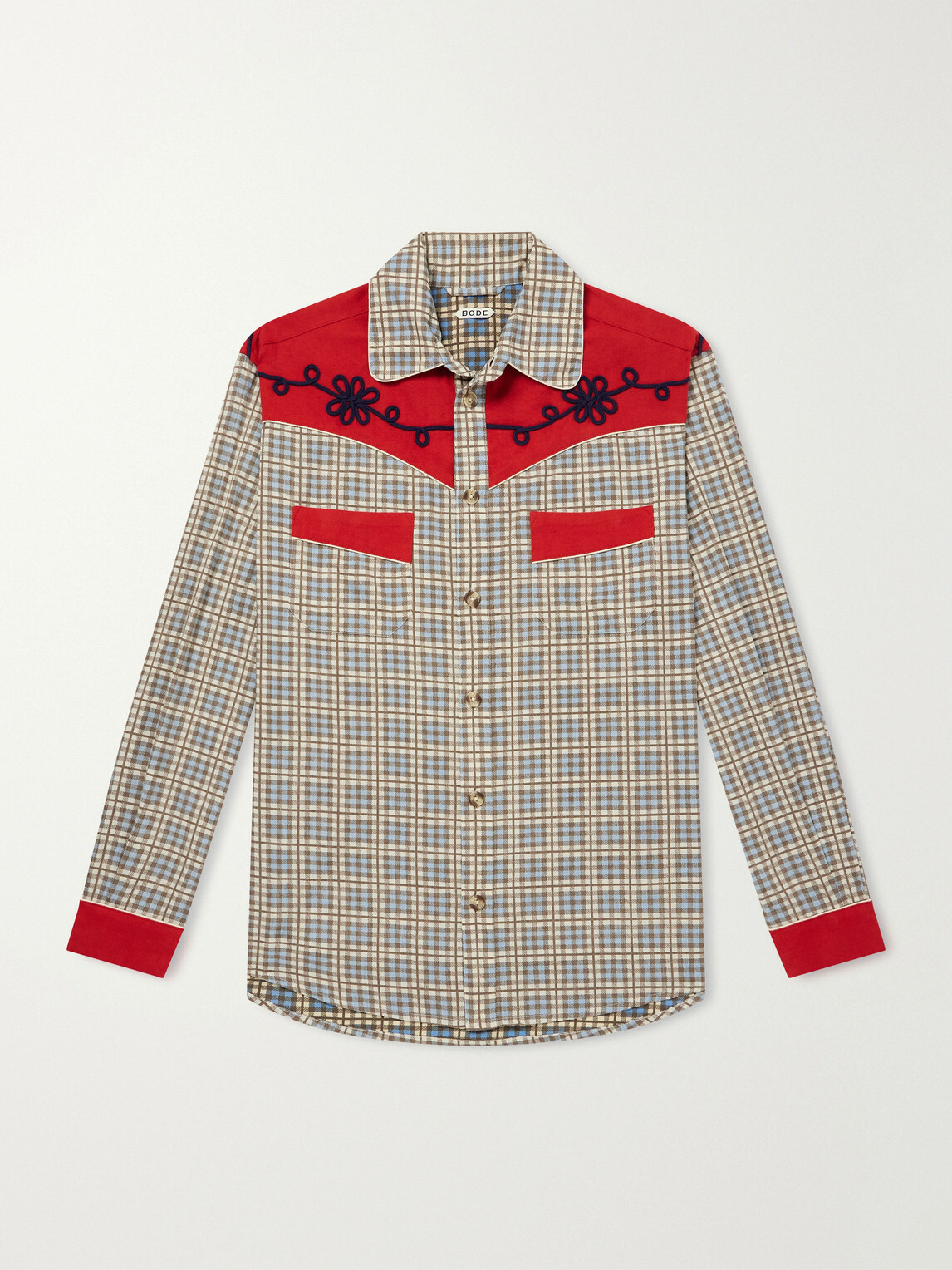 BODE - River City Western Checked Cotton Shirt - Red
