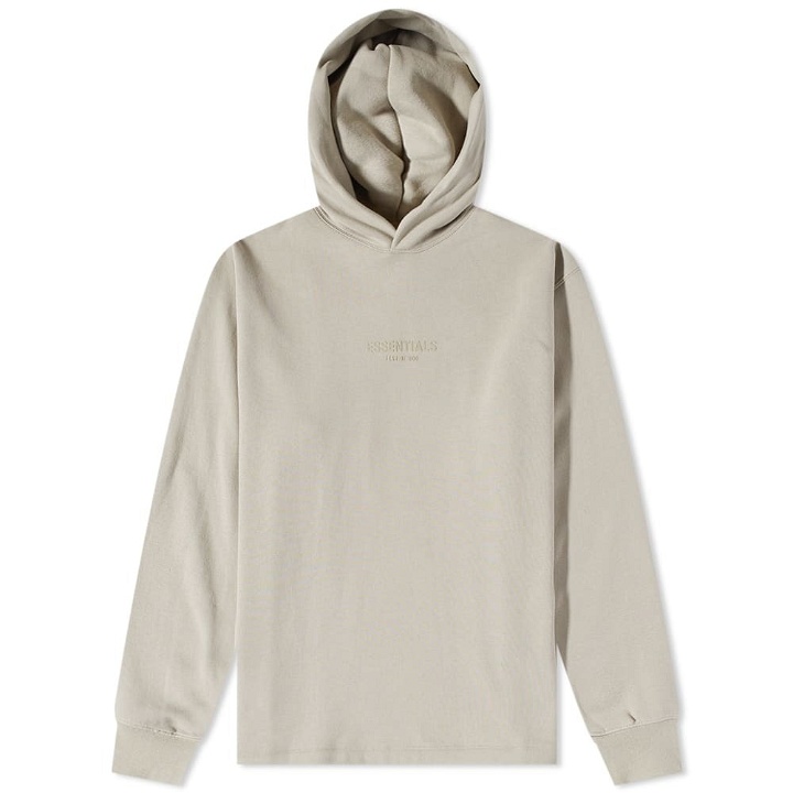 Photo: Fear of God ESSENTIALS Relaxed Logo Popover Hoodie in Smoke