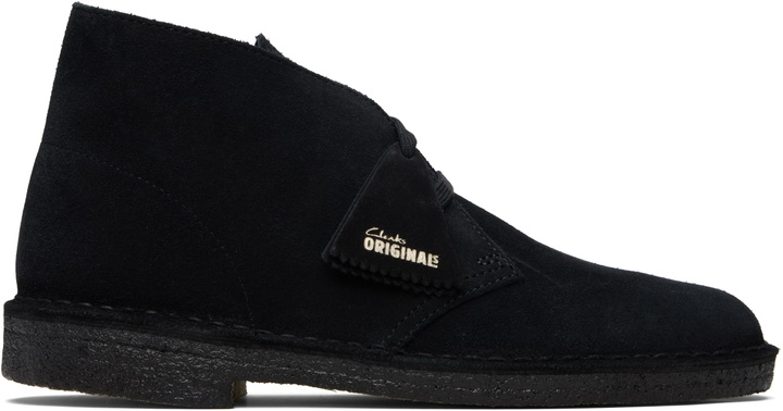 Photo: Clarks Originals Black Suede Desert Boots