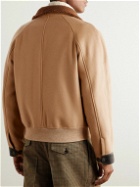 Tod's - Leather-Trimmed Wool-Blend Bomber Jacket - Neutrals