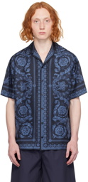 Versace Navy & Blue Barocco Shirt