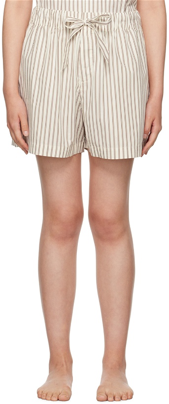 Photo: Tekla Off-White & Brown Striped Pyjama Shorts