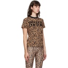 Versace Jeans Couture Beige and Black Leopard Logo T-Shirt