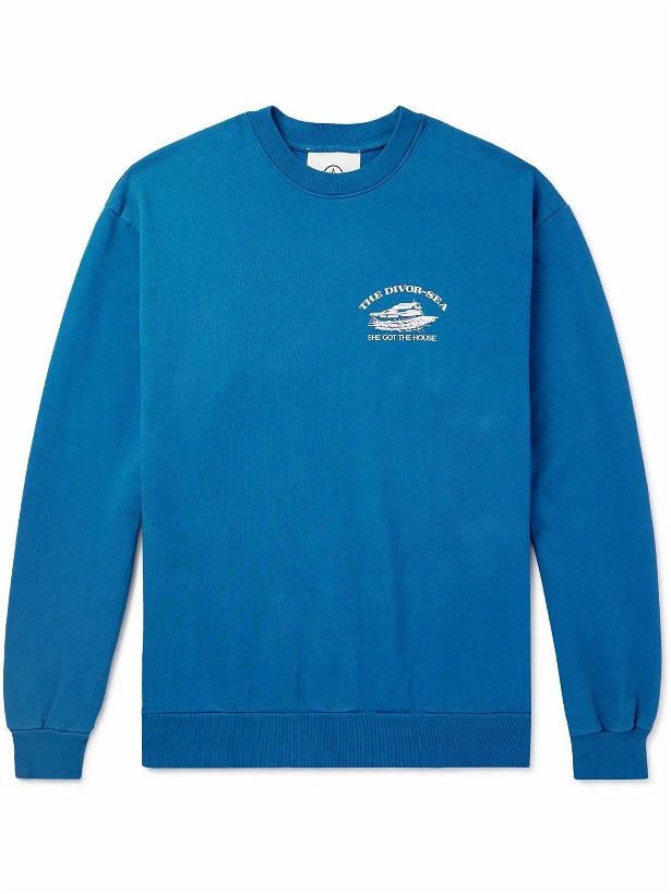 Photo: Local Authority LA - Divorsea Printed Cotton-Jersey Sweater - Blue