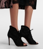 Gianvito Rossi Suede-trimmed lace pumps
