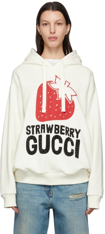 Photo: Gucci Off-White 'Strawberry Gucci' Cotton Hoodie