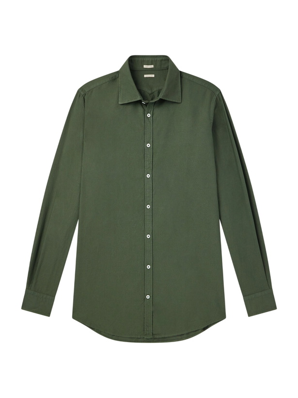 Photo: Massimo Alba - Genova Cotton-Chambray Shirt - Green