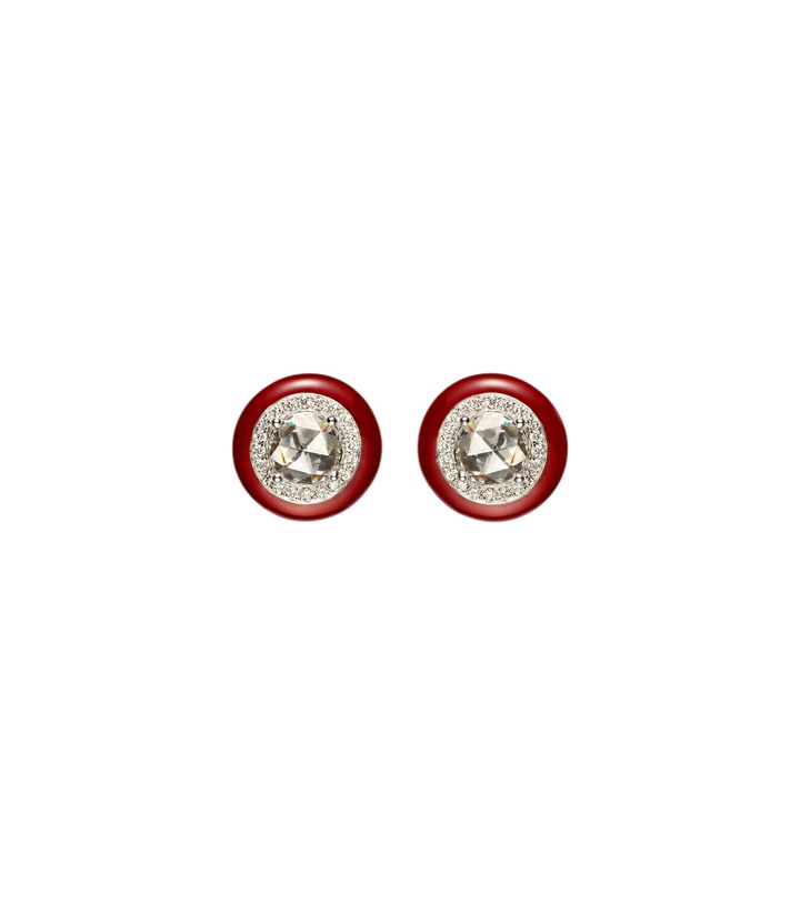 Photo: Kamyen Candy Dots 18kt white gold and enamel earrings diamonds