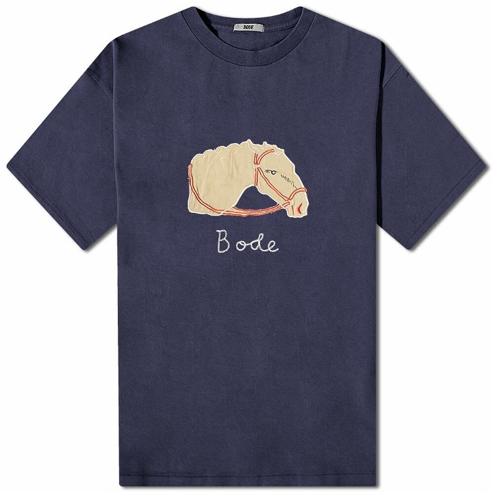 Photo: Bode Men's Pony Applique T-Shirt in Midnight