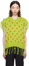 HARAGO Green Fringed Vest