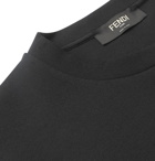 Fendi - Appliquéd Cotton-Blend Tech-Jersey Sweatshirt - Black