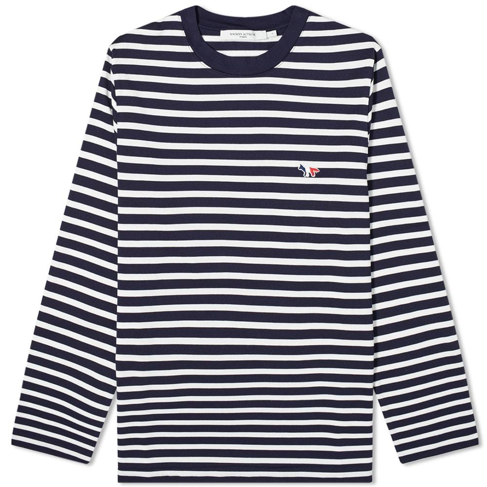 Maison Kitsune Tricolor Fox Patch Classic Marin Tee Maison Maison Kitsune Tricolor Fox Patch Classic Marin Tee Maison