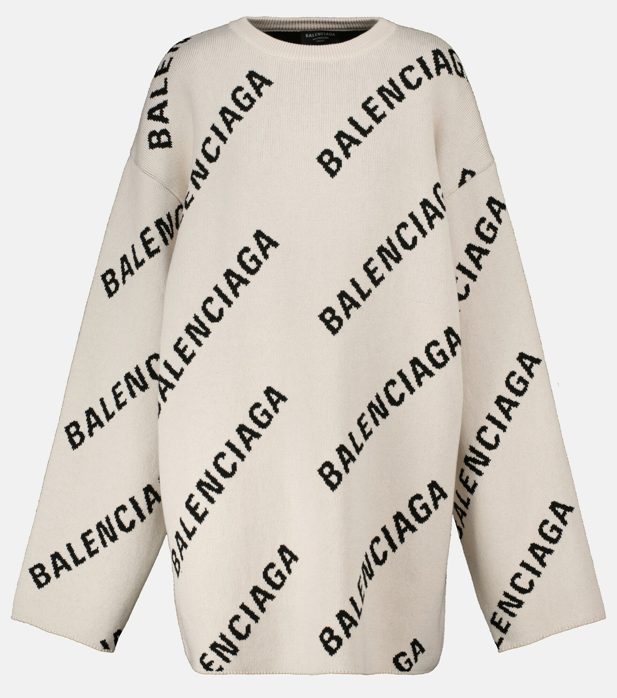 Balenciaga Logo jacquard cotton and wool blend sweater Balenciaga