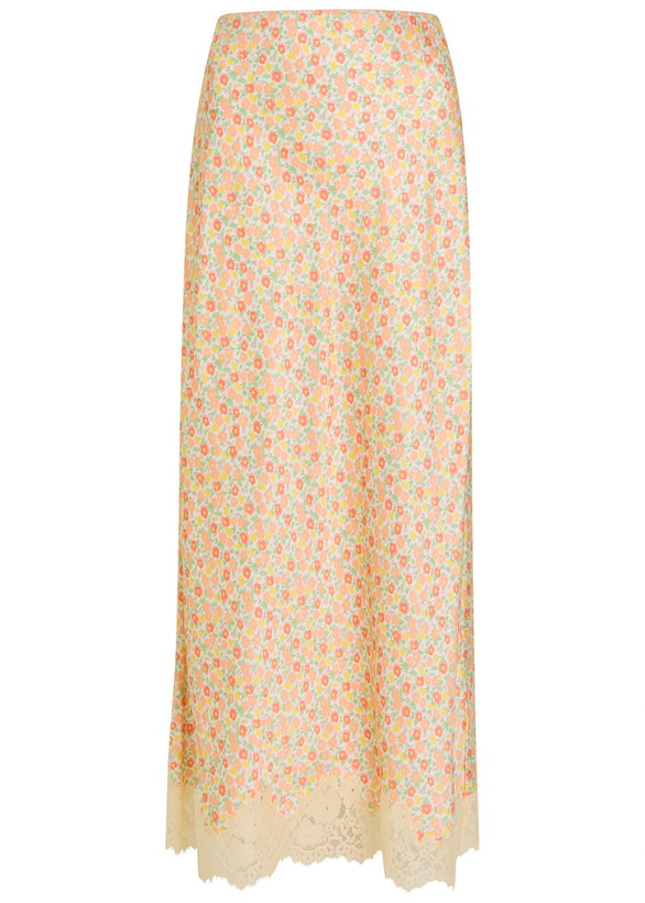 Photo: Rixo Matilde Floral-print Satin Midi Skirt Multicoloured