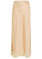 Rixo Matilde Floral-print Satin Midi Skirt Multicoloured