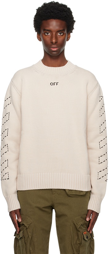 Photo: Off-White Beige Arr Diags Sweater