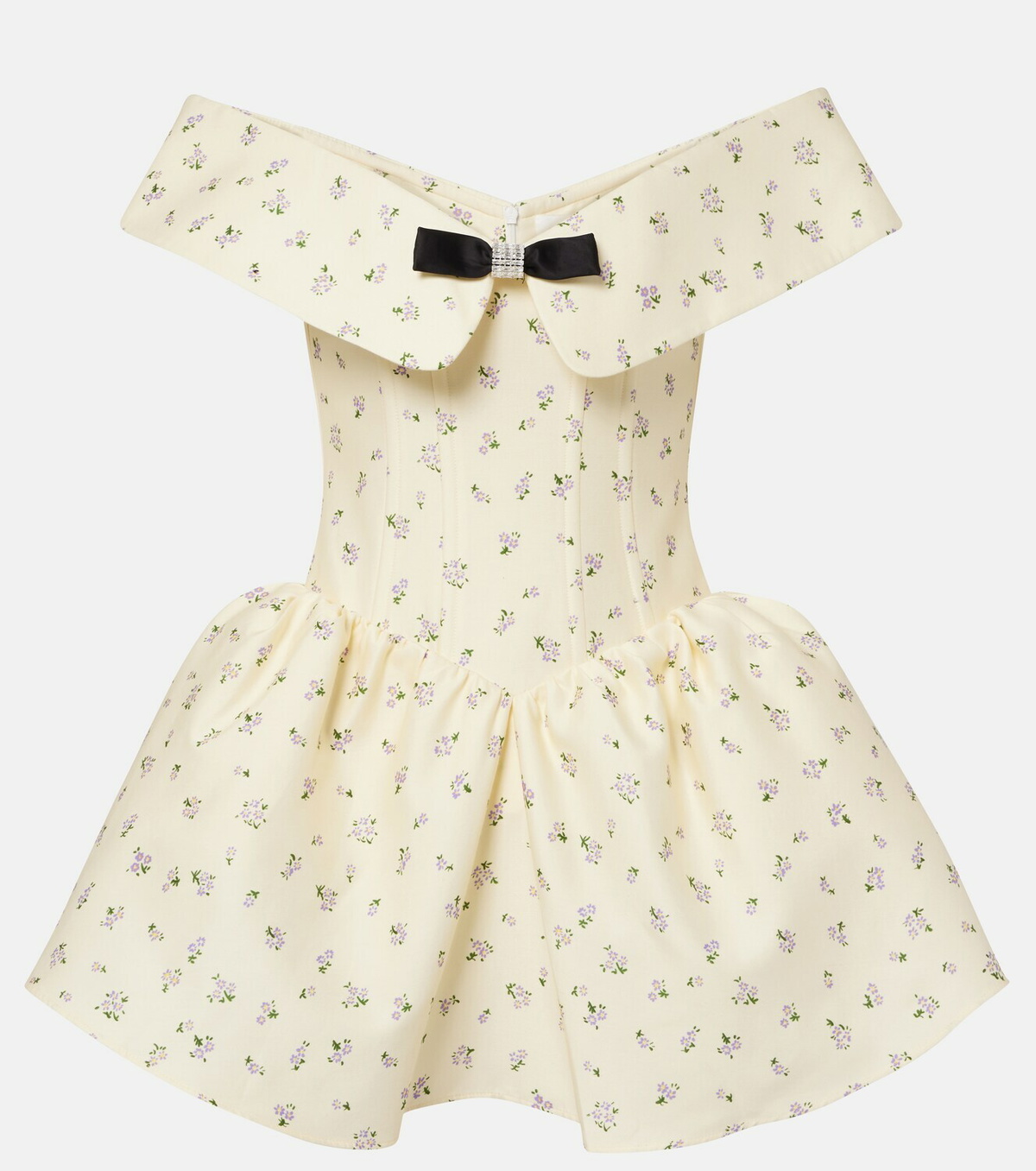 Shushu/Tong Floral off-shoulder cotton and silk corset dress