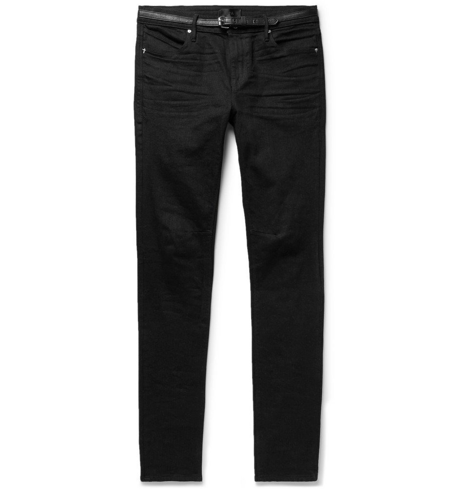 RtA - Skinny-Fit Belted Embellished Stretch-Denim Jeans - Black RtA