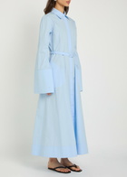 Gabriela Hearst Carmina Belted Cotton-poplin Maxi Shirt Dress Light Blue