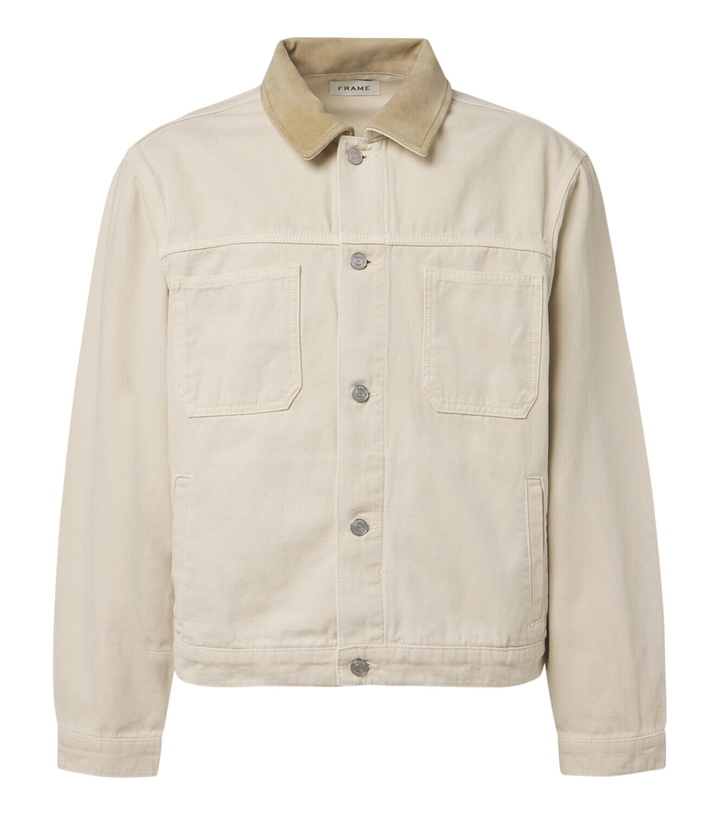 Photo: Frame Suede-trimmed cotton field jacket