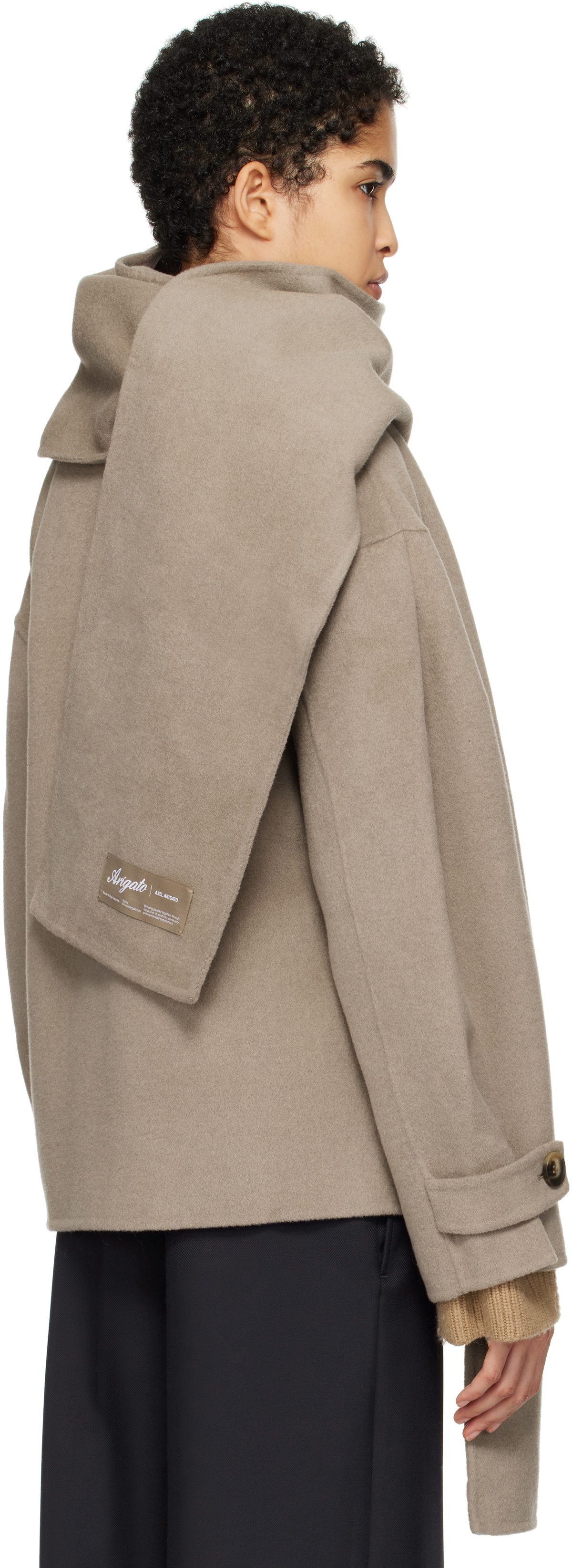 Axel Arigato Taupe Dew Scarf Detailed Jacket