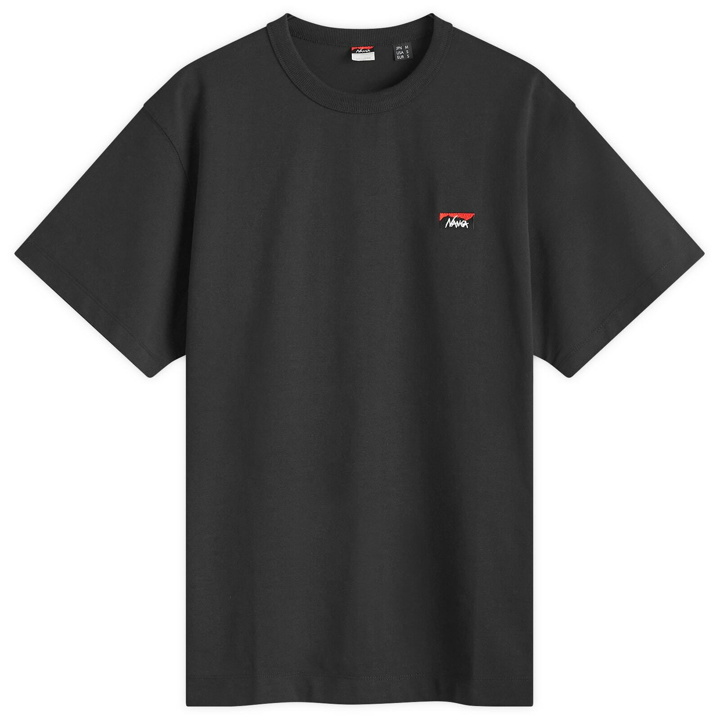 Photo: Nanga Men's Eco Hybrid Box Logo Embroidered T-Shirt in Black