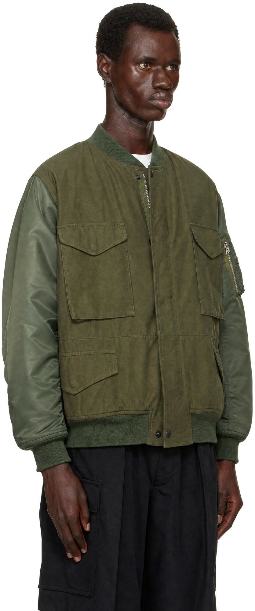 Junya Watanabe Khaki Needles Edition Satin eYe Bomber Jacket