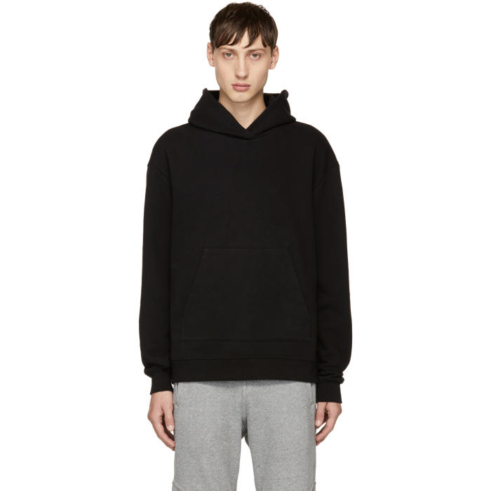 John Elliott Black Oversized Cropped Sacrifice Hoodie John Elliott