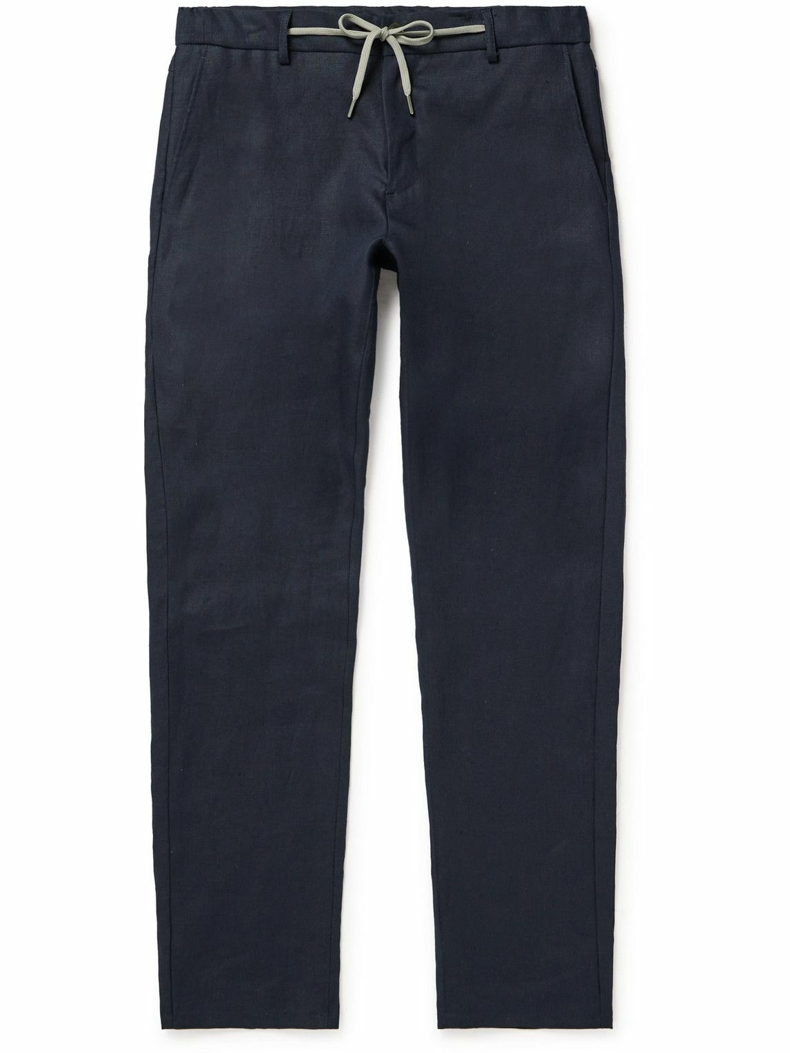Canali - Straight-Leg Linen Drawstring Trousers - Blue Canali