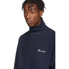 Champion Reverse Weave Navy Small Script Logo Turtleneck