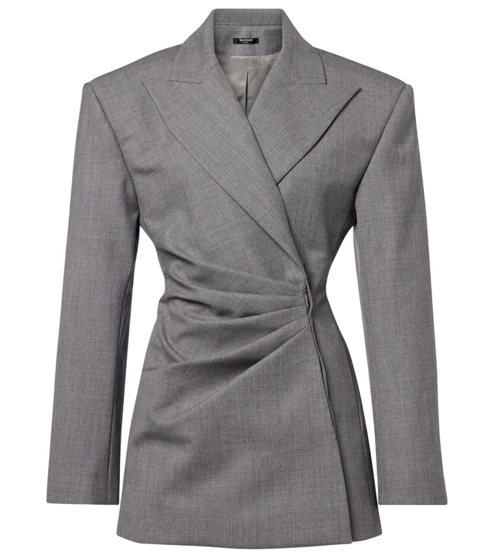 Photo: Balmain Draped virgin wool blazer dress