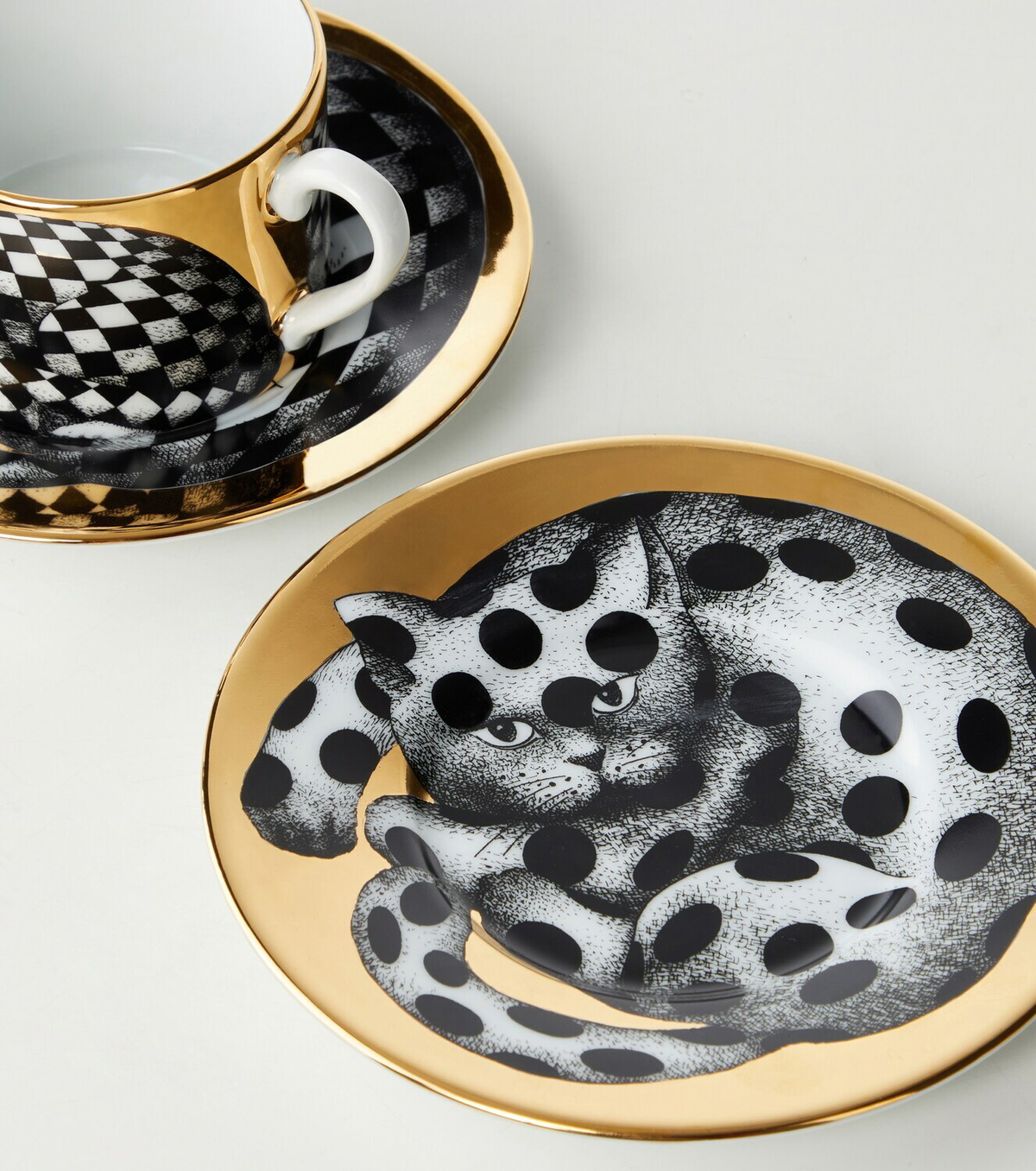 Fornasetti High Fidelity set of 2 porcelain teacups