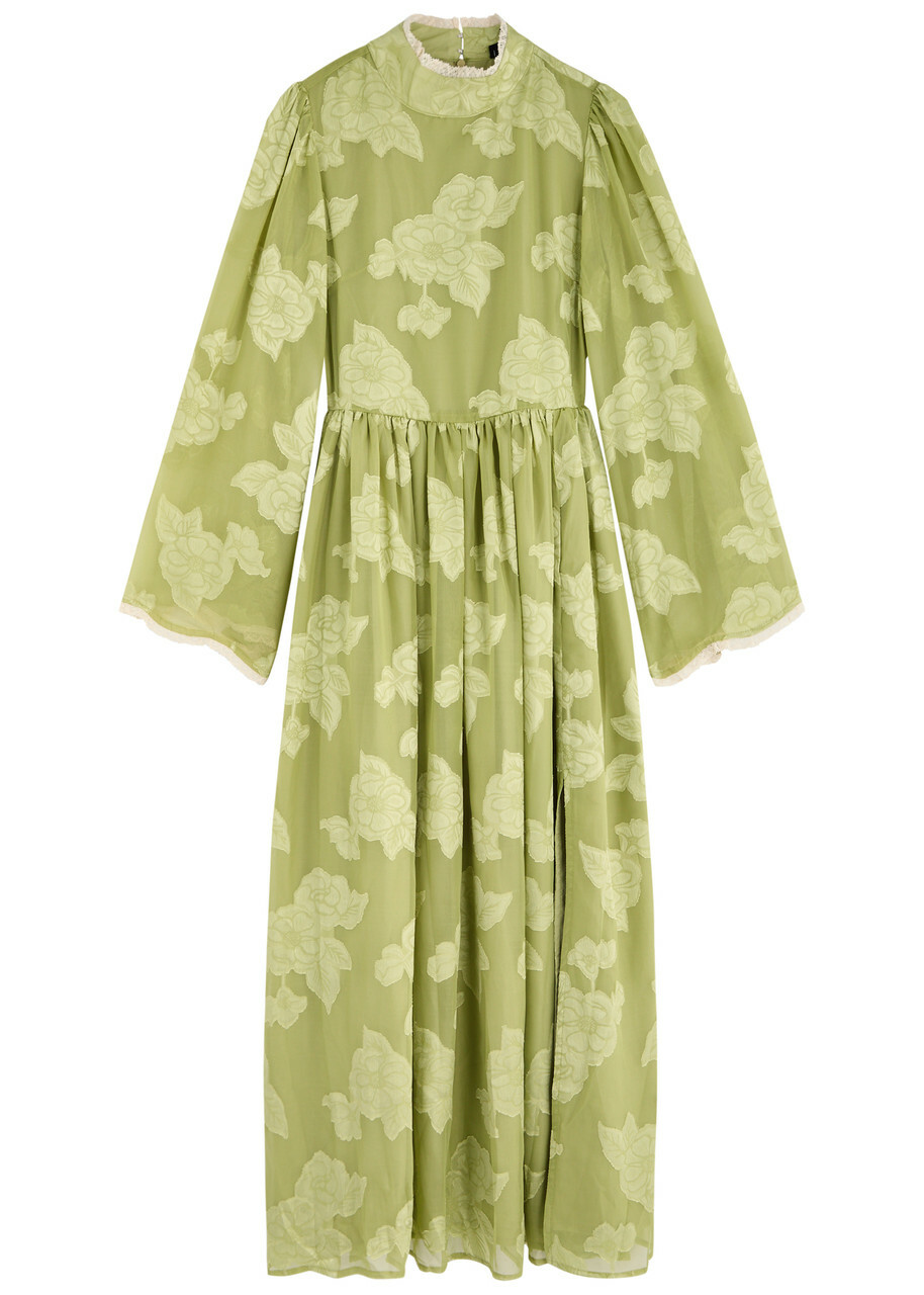 Sister Jane Emile Floral-jacquard Chiffon Midi Dress Light