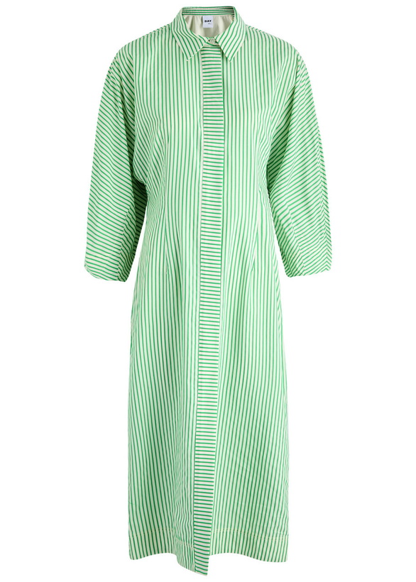 Photo: Day Birger ET Mikkelsen Laurie Striped Cotton-blend Midi Shirt Dress Green