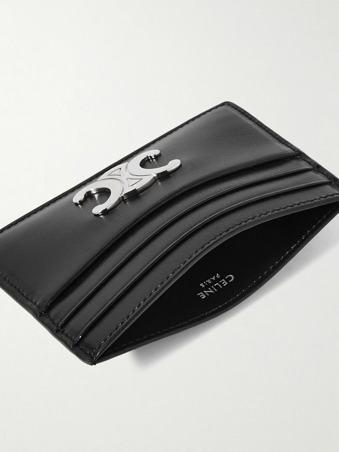 CELINE - Logo-Embellished Textured-Leather Cardholder