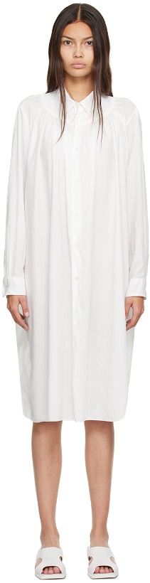 Photo: Comme des Garçons Homme Plus White Gathered Midi Dress