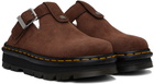 Dr. Martens Brown Zebzag Suede Slingback Platform Mules