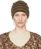 OPEN YY Khaki Stripe Slouchy Beanie