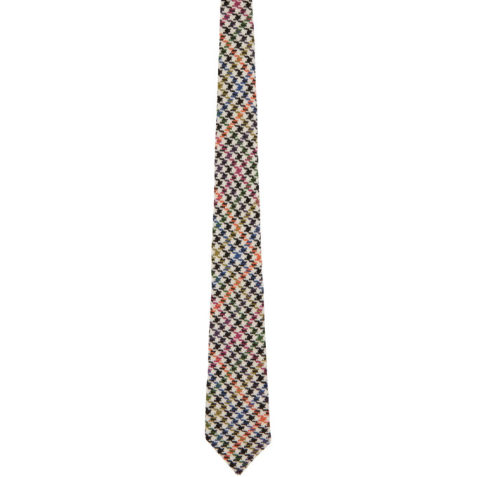 tss Multicolor Linen Houndstooth Tie