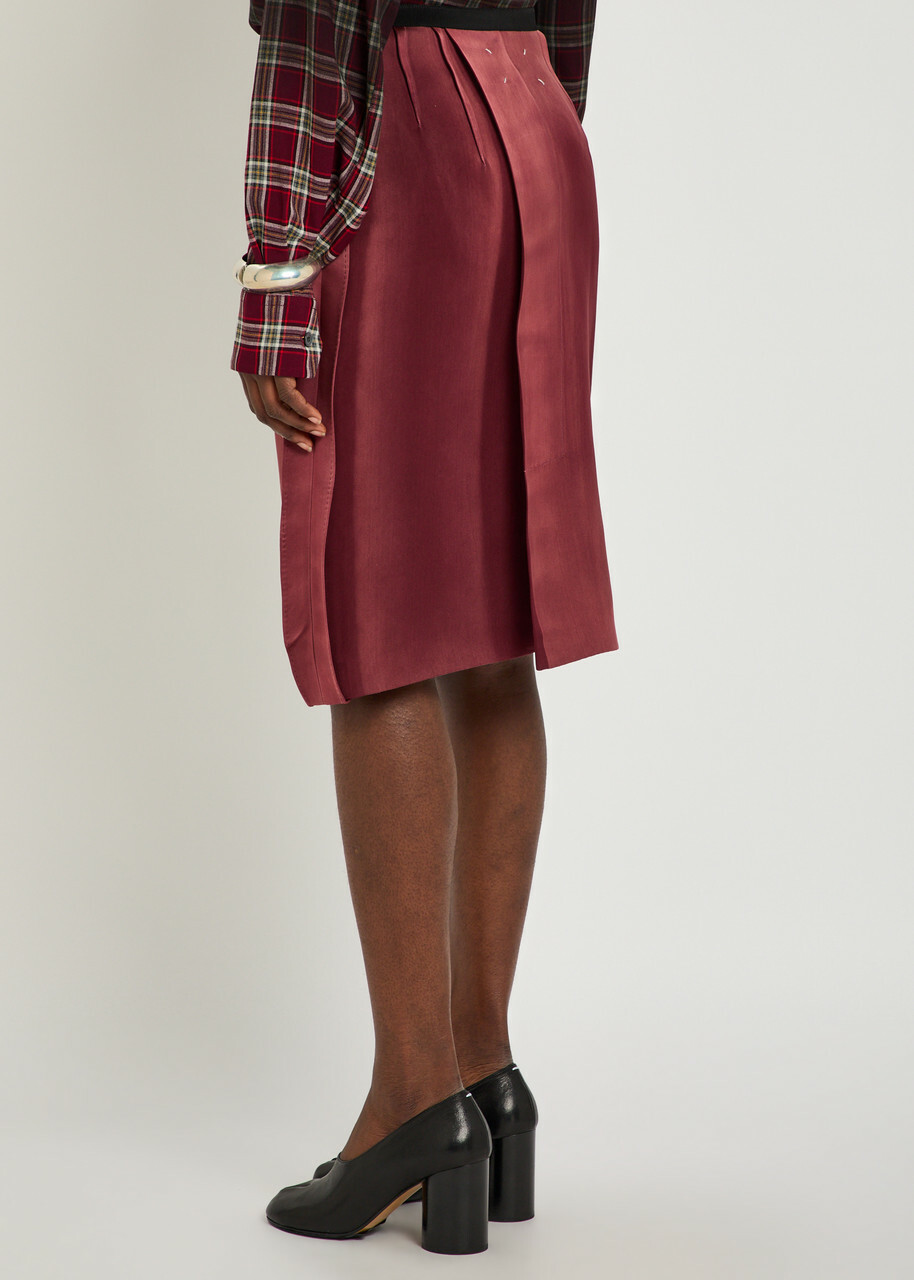 Maison Margiela Reverse-effect Satin Midi Skirt Red