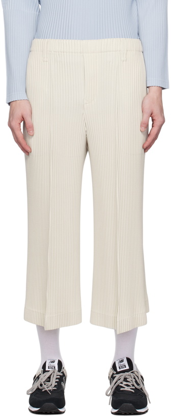 Photo: HOMME PLISSÉ ISSEY MIYAKE White Kersey Pleats Trousers
