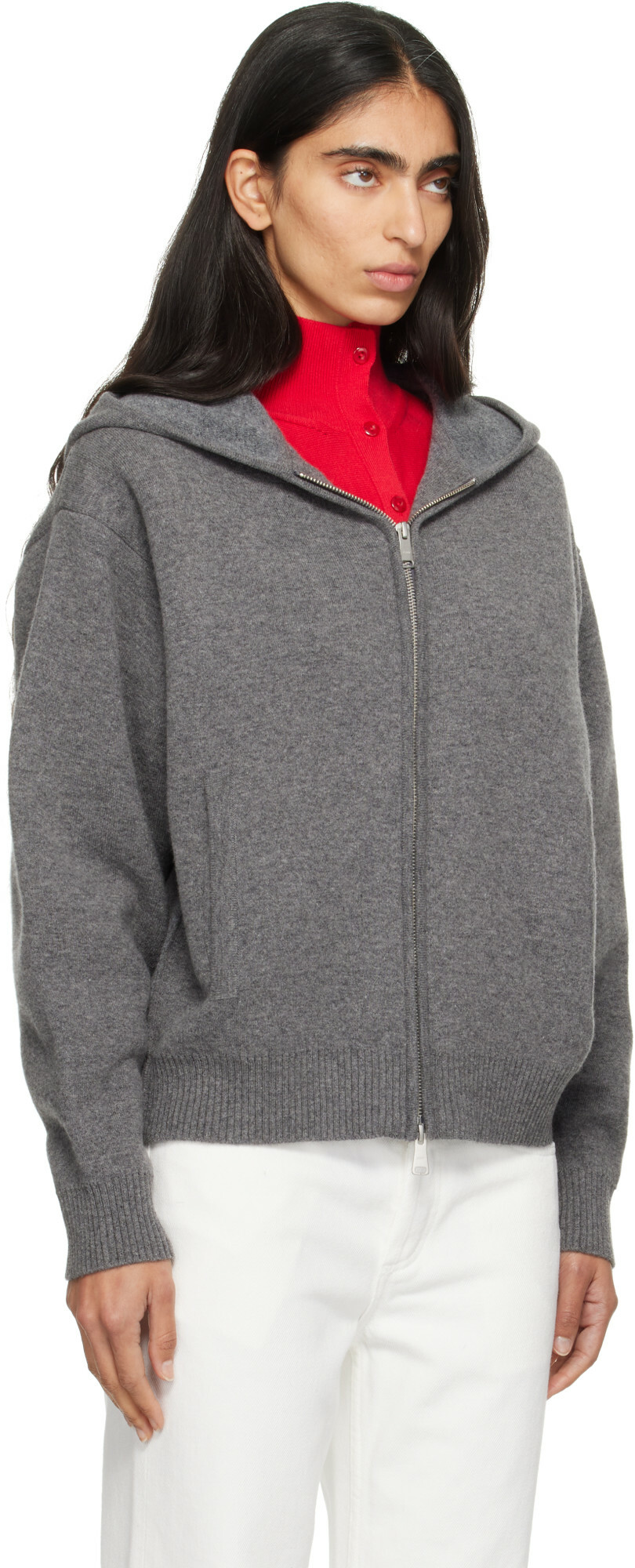 COOR Gray Double Face Wool Zip-Up Hoodie