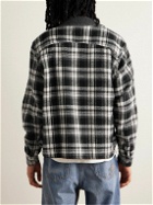 Cherry Los Angeles - Chambray-Trimmed Logo-Embroidered Checked Cotton-Flannel Shirt Jacket - Black