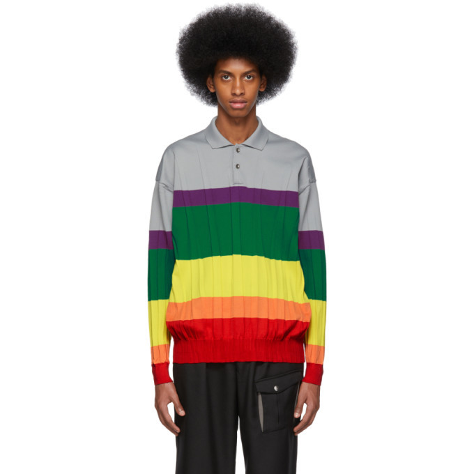 Issey Miyake Men Multicolor Wrinkle Knit Polo Issey Miyake Men